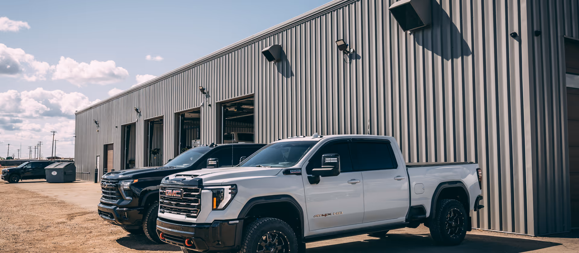 trucks outside workshop